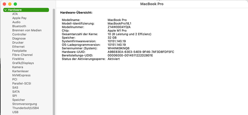 MacBook Pro M1 Pro 16" 32GB 2TB