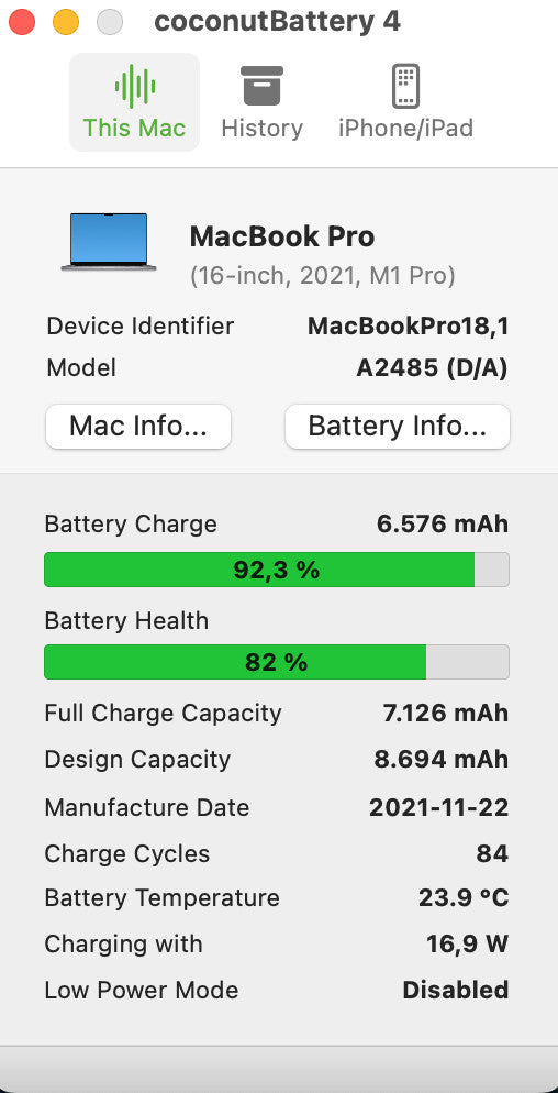 MacBook Pro M1 Pro 16" 32GB 2TB