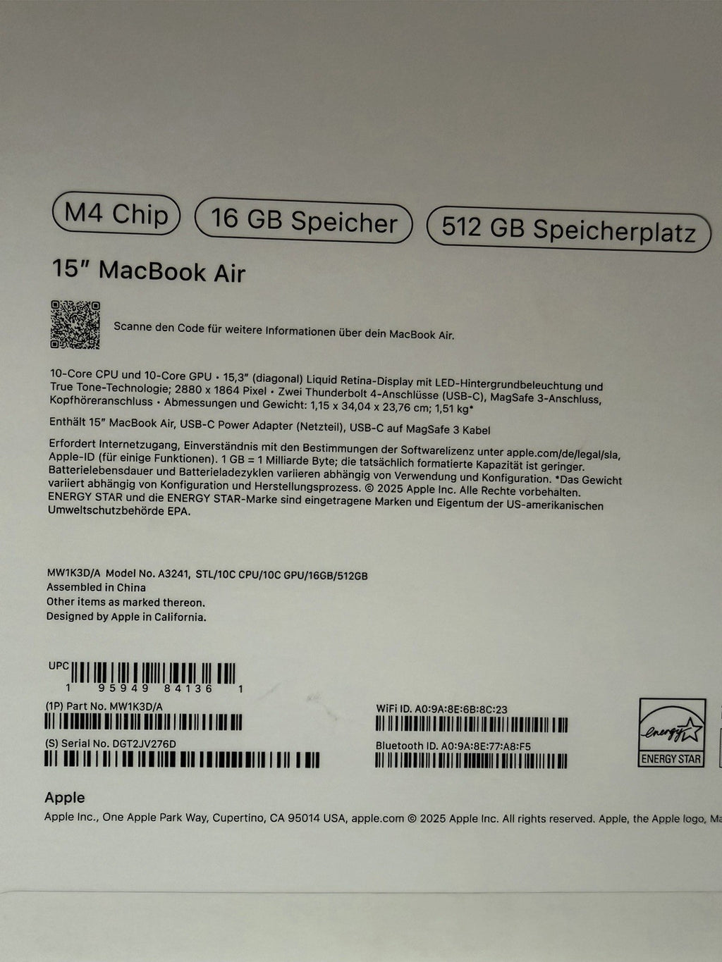MacBook Pro M4 15" 16GB 512GB
