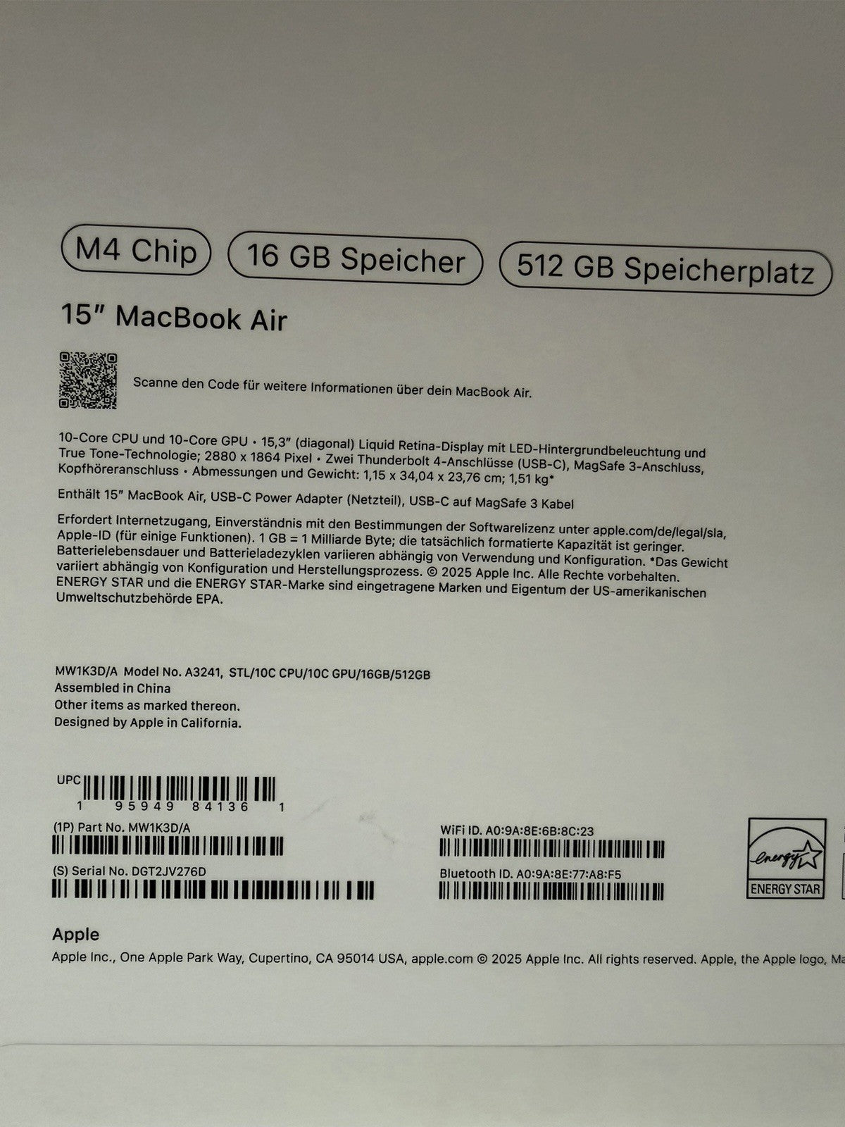 MacBook Pro M4 15" 16GB 512GB