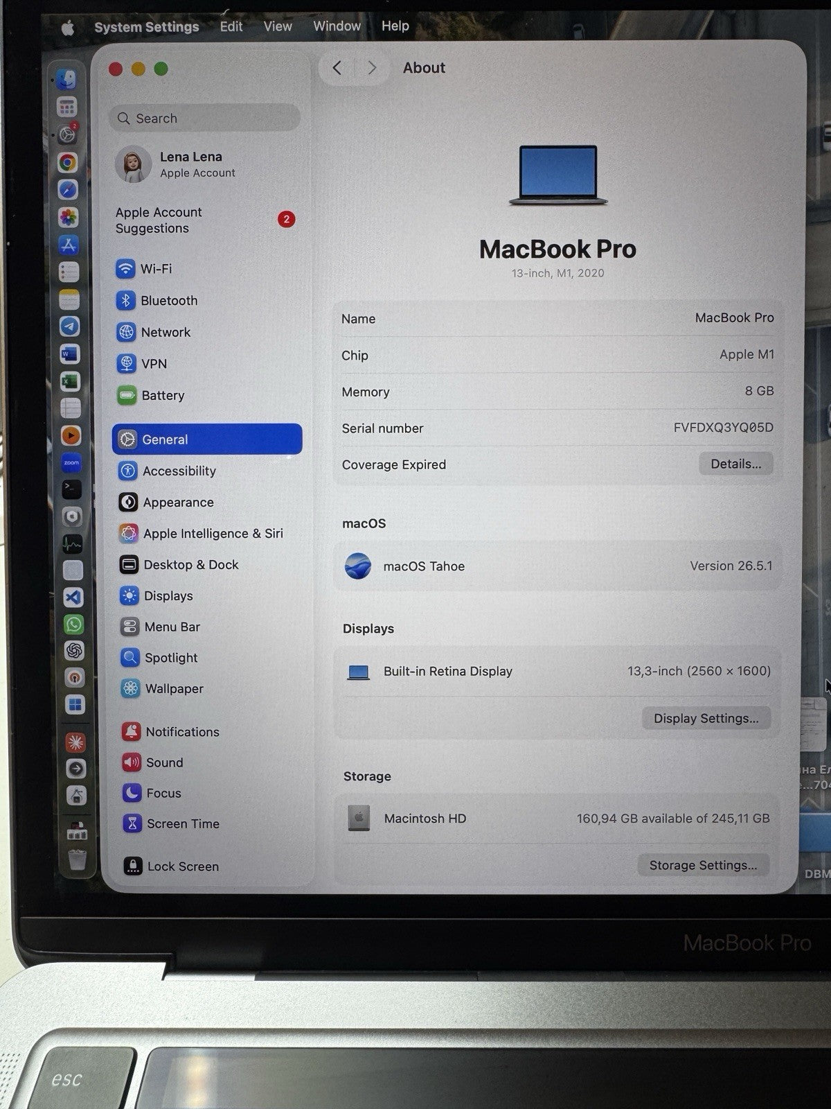 MacBook Pro M1 Prozessor 14" 8GB 256GB