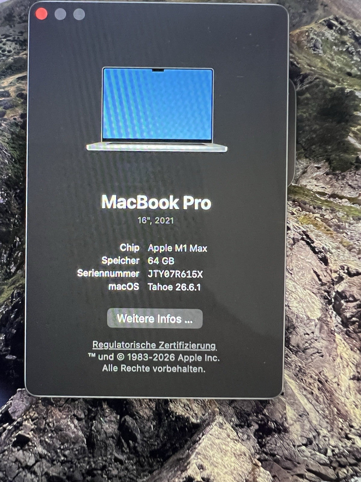 MacBook Pro M1 Max 16" 64GB 2TB Grade A (107 cyklů)