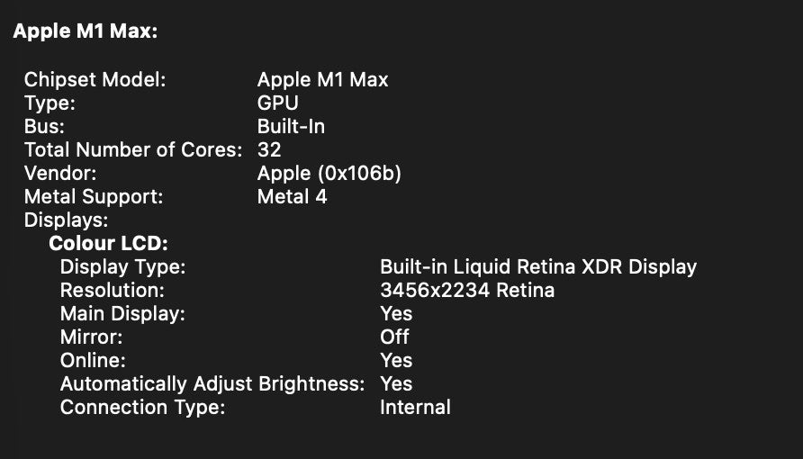 MacBook Pro M1 Max 16" 32GB 1TB