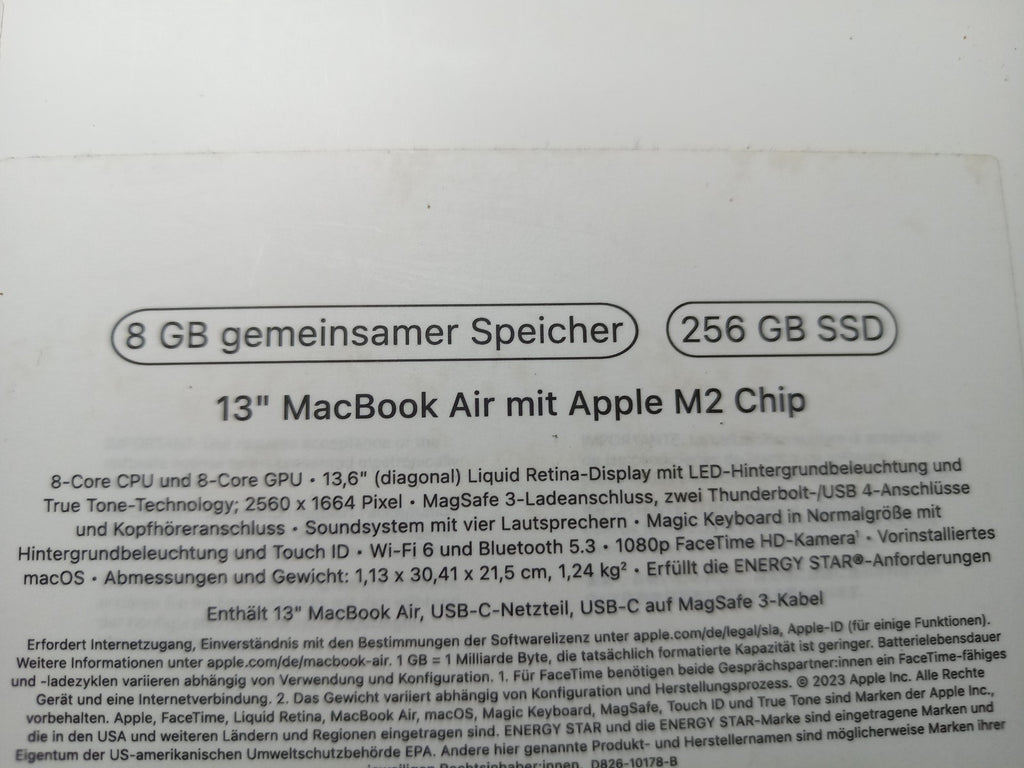MacBook Pro M2 Prozessor 13" 8GB 256GB Grade B
