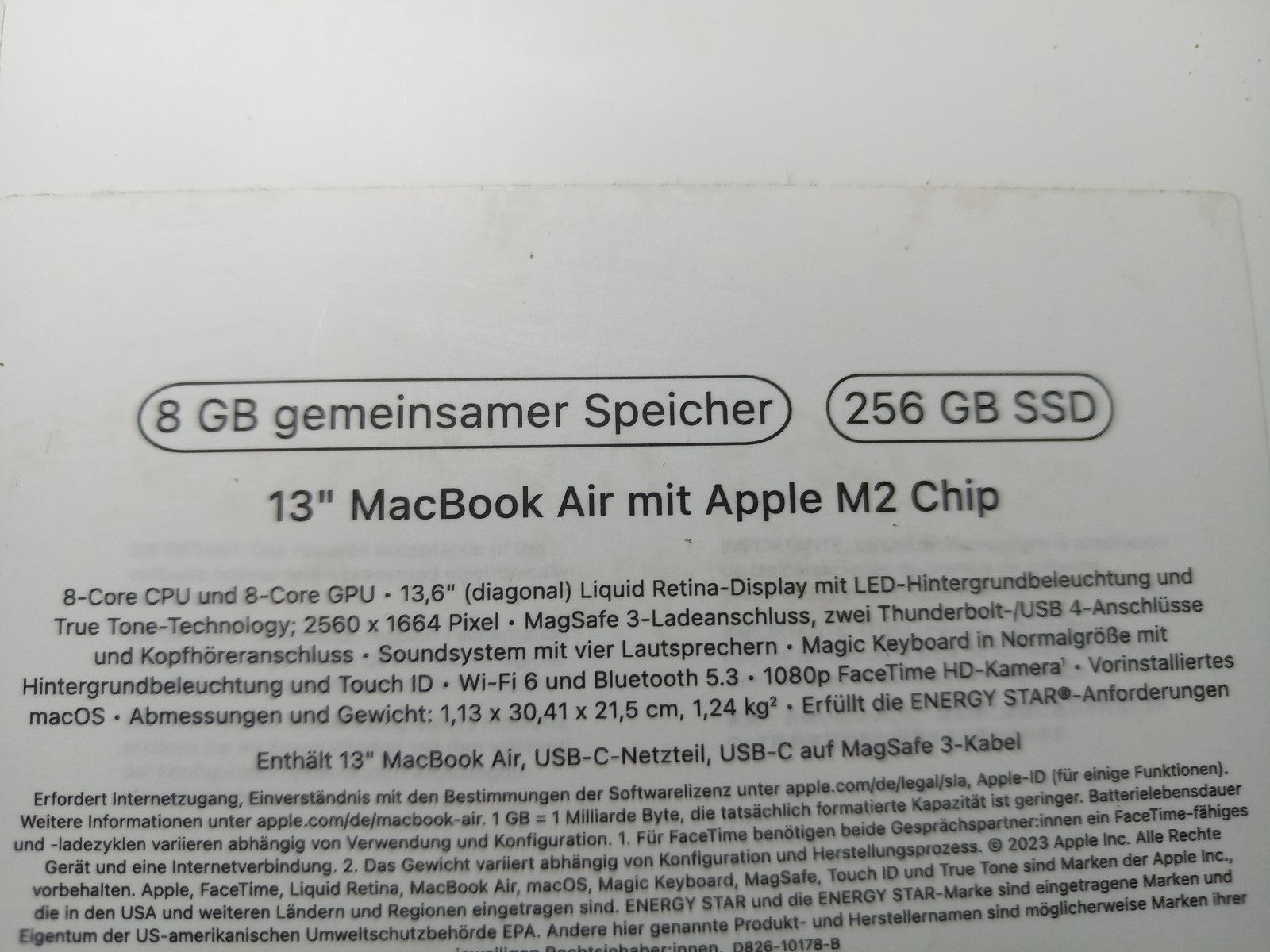 MacBook Pro M2 Prozessor 13" 8GB 256GB Grade B