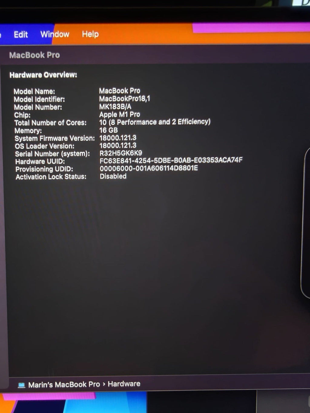 MacBook Pro M1 Pro 16" 16GB