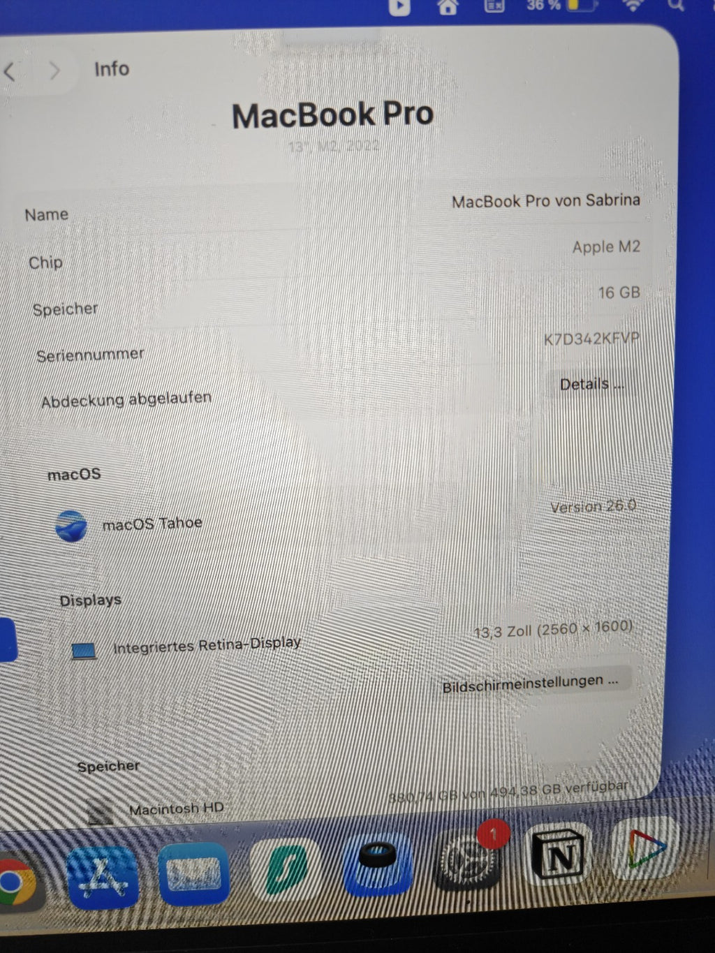 MacBook Pro M2 13.3" 16GB 512GB