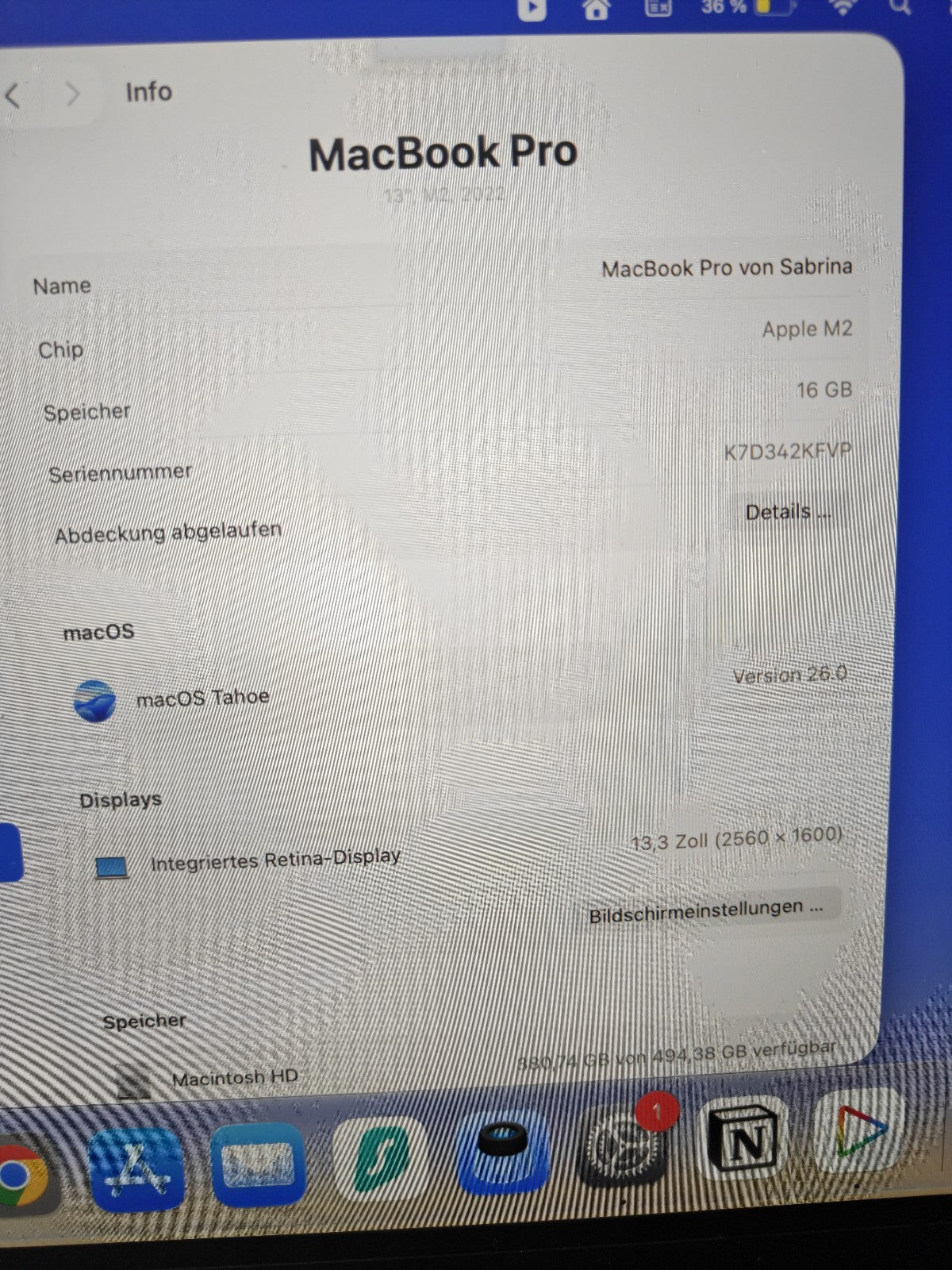 MacBook Pro M2 13.3" 16GB 512GB