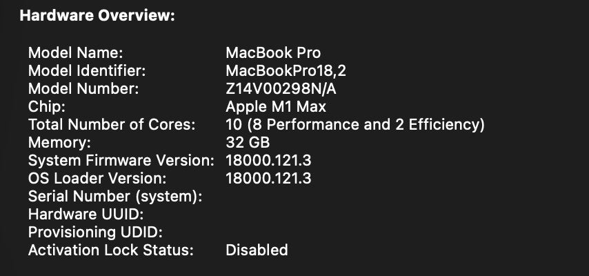 MacBook Pro M1 Max 16" 32GB 1TB