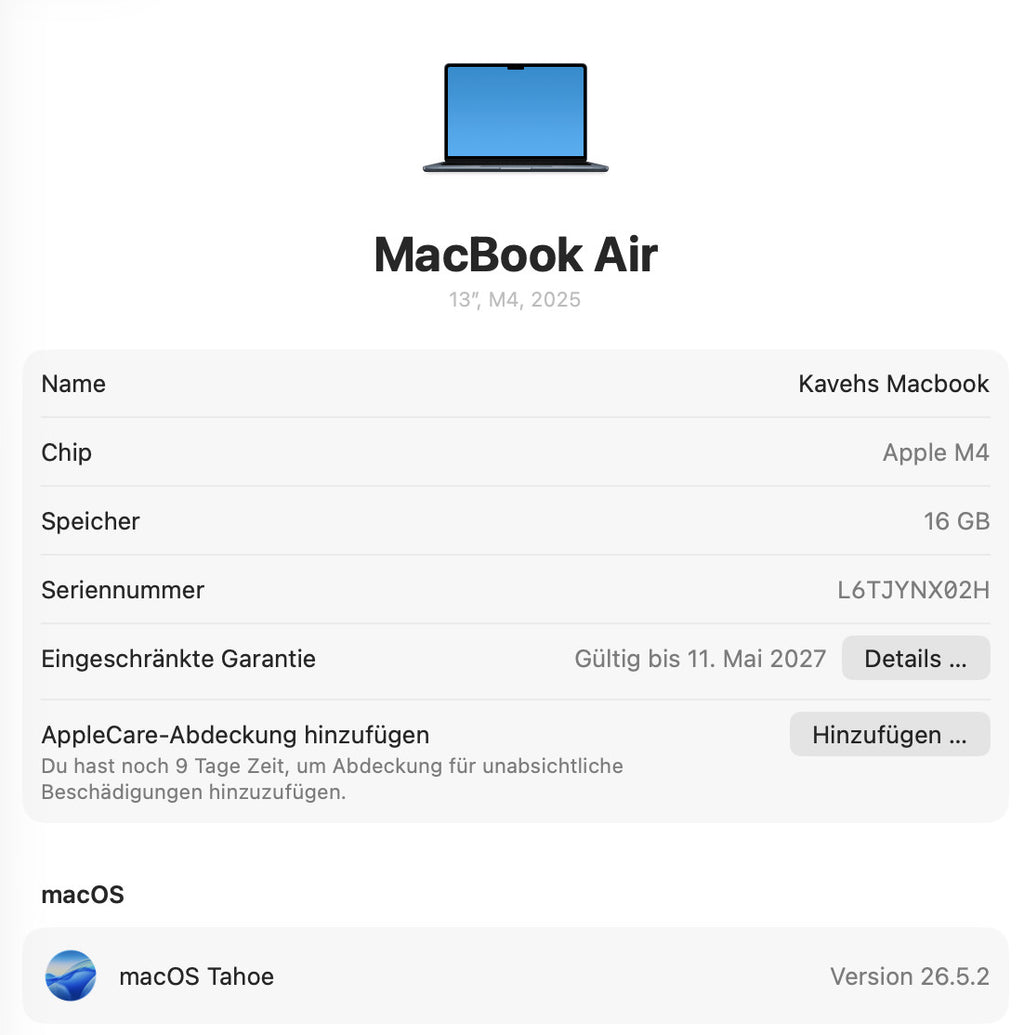 MacBook Air M4 13.6" 16GB 256GB