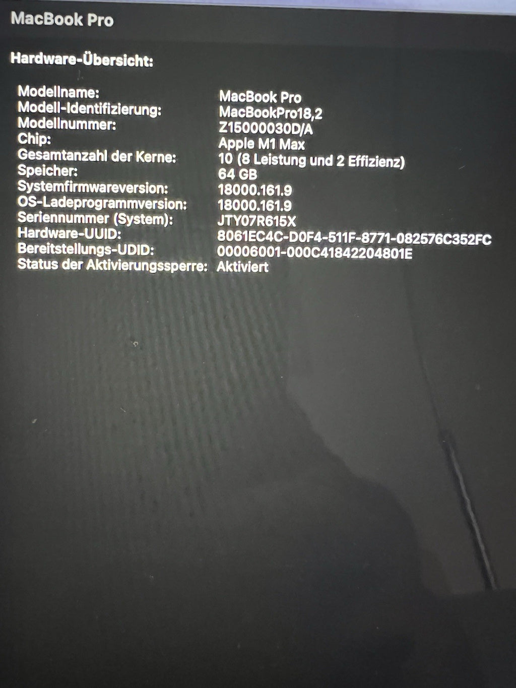 MacBook Pro M1 Max 16" 64GB 2TB Grade A (107 cyklů)