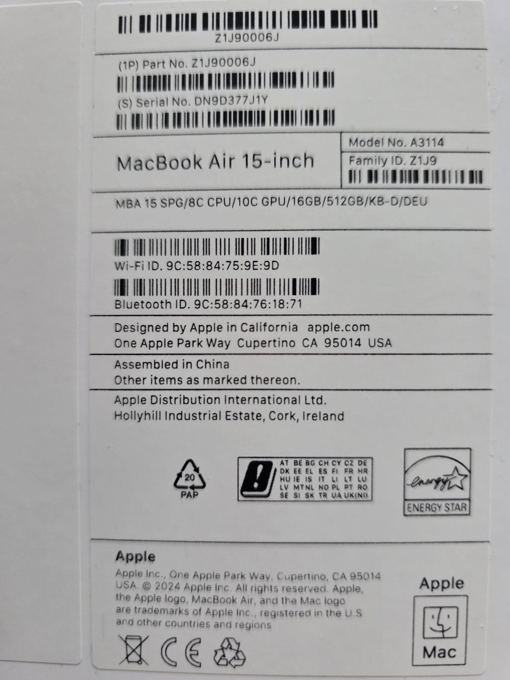 MacBook Pro M3 Pro 15.3" 16GB 512GB Grade B