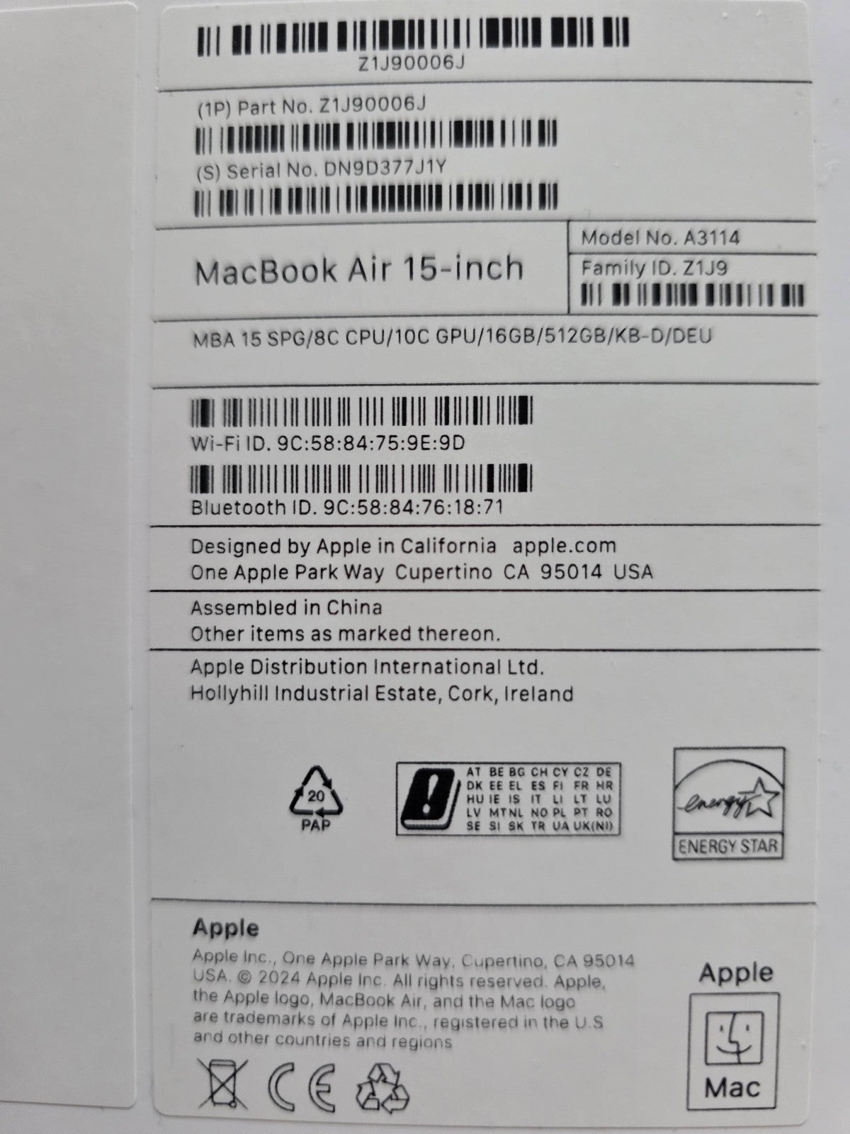 MacBook Pro M3 Pro 15.3" 16GB 512GB Grade B