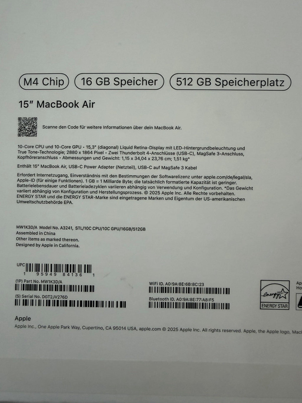MacBook Pro M4 15" 16GB 512GB