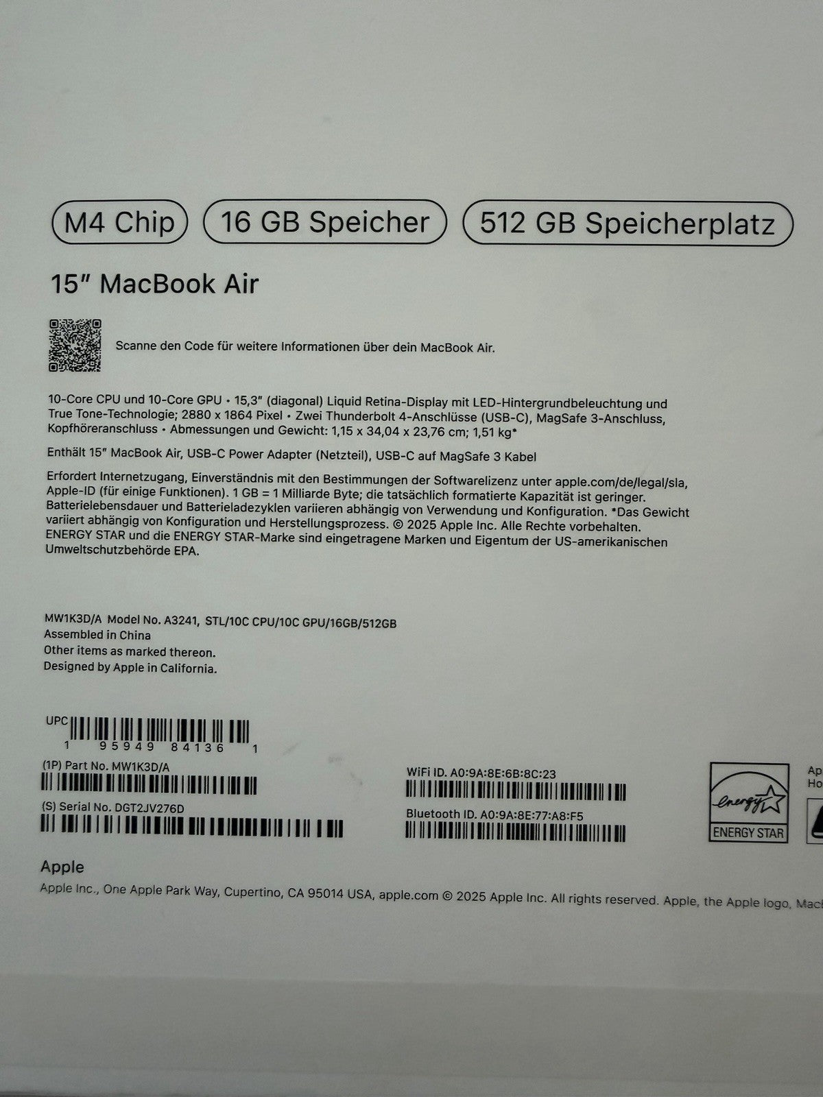 MacBook Pro M4 15" 16GB 512GB