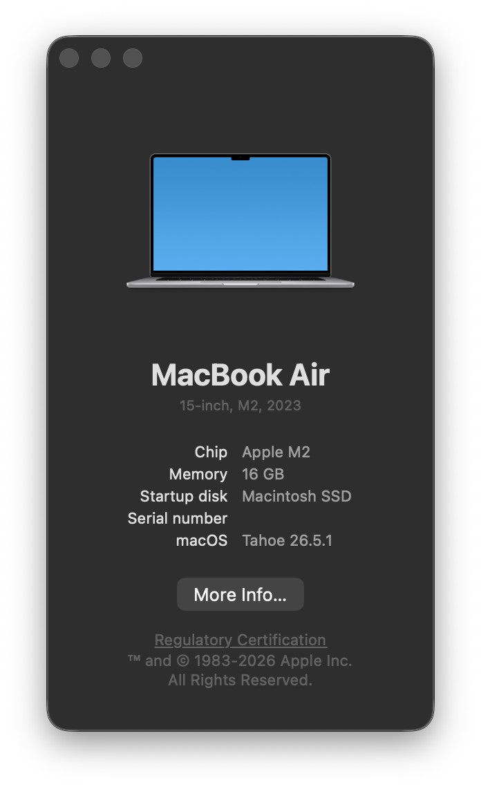 MacBook Air M2 2 15" 16GB 256GB (38 cyklů)