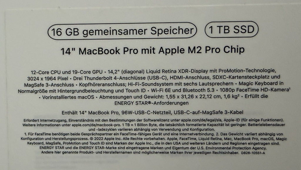MacBook Pro M2 Pro 14" 16GB 1TB Grade B