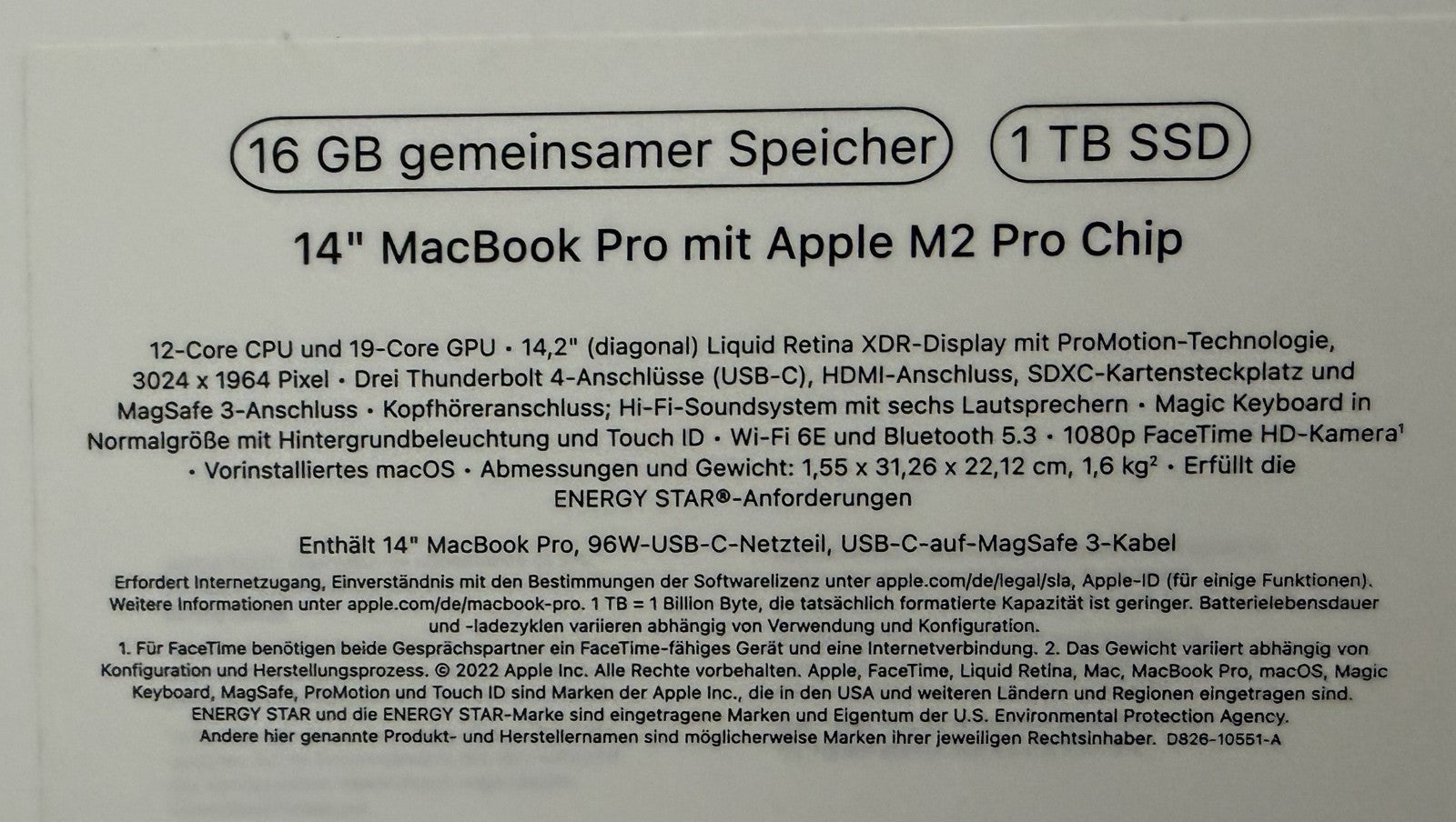 MacBook Pro M2 Pro 14" 16GB 1TB Grade B