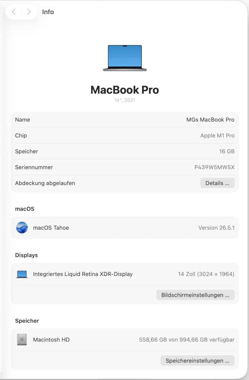 MacBook Pro M1 Pro 14" 16GB 1TB Grade A